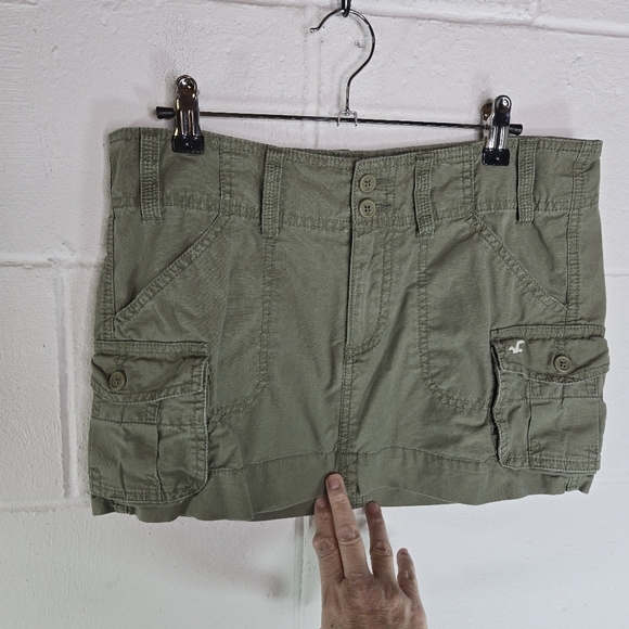 Vtg Y2k Hollister Low Rise Micro Mini Khaki Green Mini Skirt - Picture 5 of 9